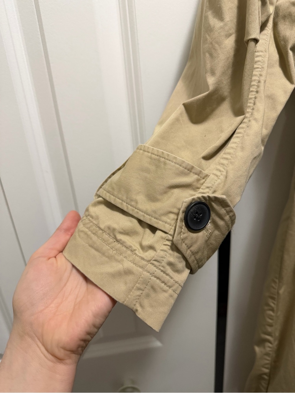 Zara Long Double-Breasted Trench Coat in Beige with Dark Buttons - Picture 3 of 7
